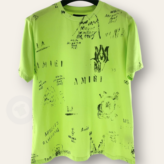 Amiri Graffiti fluorescent green & Yellow print short sleeve